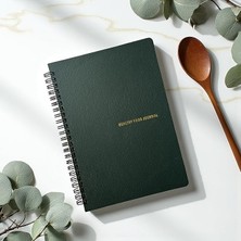 Misda Store Tanıtım 12 Haftalık A5 Beslenme ve Kilo Takip Planlayıcı Defter | Spiralli, Suni Deri Kapaklı, Günlük ve Haftalık Takip | Healthy Food Journal (Haki)