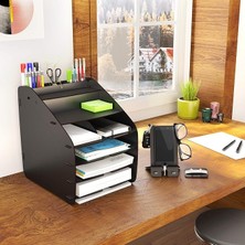 Misda Store Otto Large Modest - 6 Renk A4 Evrak Rafı Masaüstü Organizer Düzenleyici (Siyah)