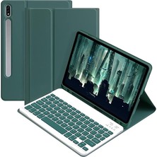 Misda Store Galaxy Tab S9 Fe PLUS/S10 Plus/s9 PLUS12,4 Inç 12,4 ile Uyumlu Bluetooth Türkçe Q Klavyeli Kılıfı (Tablet Değildir) (Koyu Yeşil)