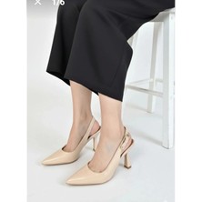 Kazax Hies Bej Rugan Topuklu Ayakkabı