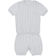 Bebetto Triko Şortlu Takım (Zikzak Desen) Gri