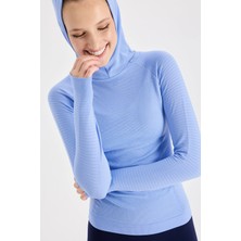 COMEUP Uzun Kollu Kapüşonlu Sweatshirt Mavi