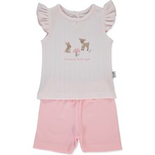 Bebetto Interlok Şortlu Pijama Takımı 2li Takım (Loves You) Pembe