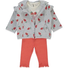 Bebetto Kaşkorse Kapşonlu Hırka 3lü Takım (Strawberry) Kırmızı