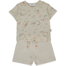 Bebetto Pike Şort 2li Takım (Dıno) Bej