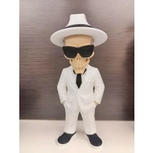 Genç 3D Skull Boss Kuru Kafa Figürü | Karizmatik Patron Büstü | Dekoratif Heykel ve Ofis Aksesuarı