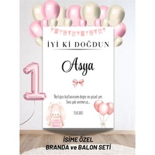 Bkmc Party Isimli Tavşan Konseptli Balonlu Doğum Günü Duvar Brandası 40 Balon ve Yaş Balonlu Arkaplan Seti