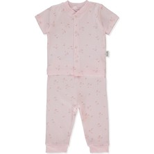 Bebetto Interlok Patiksiz Mini Pijama Takımı 2li (Flower Garden) Pembe