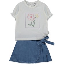 Bebetto Tencel Şort Etek 2li Takım (Flower Gırl) Mavi