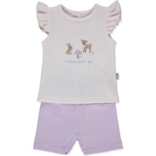 Bebetto Interlok Şortlu Pijama Takımı 2li Takım (Loves You) Lila