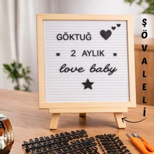 Ahşap Çerçeveli ve Şövaleli Mesaj Panosu Yazı Tahtası (Harf Setiyle Birlikte)