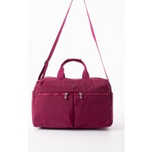 Nemo Bags Bordo Seyahat Çantası, Orta Boy, Valiz Askılı Bavul, Klinkır Su Geçirmez Kumaş Spor Çantası, 46X30CM