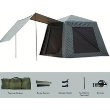 Nurcamp Tenteli Oxford Kumaş Şişme Çadır 4-5 Kişilik 233X233X190CM