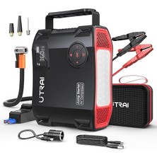 Misda Store Jstar 5 24000MAH 2000A Jump Starter + Lastik Şişirme Pompası Taşınabilir Akü Takviye Cihazı (Çanta + LCD Ekran + Powerbank + LED Lamba)