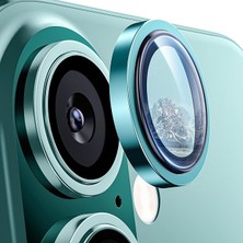 Misda Store iPhone 16 ve 16 Plus ile Uyumlu Alüminyum Alaşım Çerçeveli ve 9h Sertliğinde Temperli Camlı Lens Koruyucu (Yeşil, Sapphire Glass)
