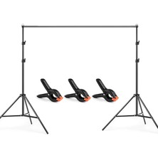 Misda Store 2 x 3 M / 6,6 x 10 Ft Stüdyo Arka Plan Standı Tutucu Alüminyum Alaşım Ayarlanabilir Fotoğraf Arka Planı Destek Sistemi Taşıma Çantası ile 3 Parçalı Arka Plan Kelepçesi
