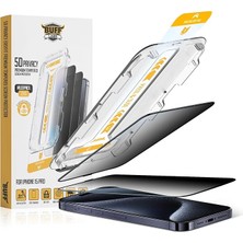 Misda Store Labs iPhone 15 Serisi ile Uyumlu 5d Privacy Easyfit 2 Adet Kolay Uygulama Aparatlı Ekran Koruyucu Temperli Cam Hayalet Ekran (Iphone 15 Pro)