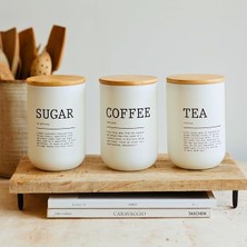 Misda Store Mutfak 3'lü Bambu Kapaklı Beyaz Cam Çay Şeker Kahve Saklama Kavanoz Takımı Beyaz, Baharatlık Düzenleme Şık Pinterest Mutfak Takımları