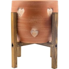 Misda Store Tasarımı Ev Dekorasyon Aksesuar Kalp Desenli Toprak Saksı Saksılık Salon Çiçeklik 4 Ayaklı - 19 cm