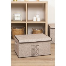 Misda Store Kapısı Keçe Çok Amaçlı Kapaklı Düzenleyici Kutu 47 x 37 x 24 cm (Maxi, Bej)