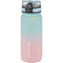 Misda Store 650ML Çift Renkli Sızdırmaz Bpa Içermez Kilitlenebilir Kapaklı Motivasyonel Tritan Su Matarası (Su Yeşili-Pembe)