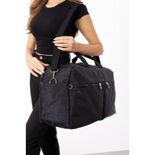 Nemo Bags Siyah Seyahat Çantası, Orta Boy, Valiz Askılı Bavul, Klinkır Su Geçirmez Kumaş Spor Çantası, 46X30CM