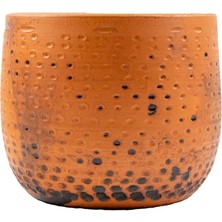 Misda Store Tasarımı Ev Dekorasyon Aksesuar Siyah Nokta Desenli Toprak Saksı Saksılık Salon Çiçeklik - 19 cm