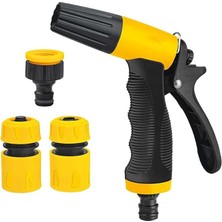 Misda Store 3 Fonksiyonlu Sulama Tabancası 4 Parça Set, Bahçe Sulama, Araç Yıkama, Dış Mekan Temizliği, Çok Amaçlı Yüksek Malzeme Kalitesi, Tak-Çıkar Hızlı Bağlantı Ayarlı Hortum Tabancası