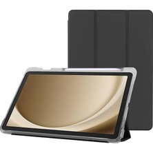 Misda Store Samsung Galaxy Tab A9+ Plus 11 Inç Uyumlu Smart Kılıf, S Pen Kalemlikli, Trifold, Esnek, Mat, Darbeye Tam Dayanıklı Tablet Kılıfı (Siyah)