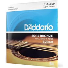 Misda Store EZ940 Akustik Gitar Tel Seti, 12 Telli, 85/15 Bronze, Li