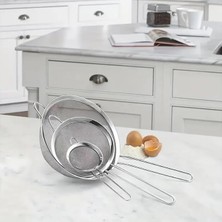Misda Store Çelik Pratik 3'lü Çay Süzgeci Sebze Makarna Un Süzgeç 10 12 14 cm