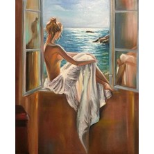 Misda Store Baskılı Sayılarla Boyama Hobi Seti (Çerçeveli) 40X50 Cm: Pencereden Bakış