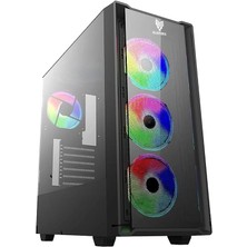 Misda Store Phoenix 4* Rgb Fanlı Atx-Mini Atx Itx Uyumlu Mid Tower Gaming Oyuncu Bilgisayar Kasası Psu'suz