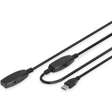 Misda Store Aktif USB 3.0 Uzatma Kablosu - Tekrarlayıcı Kablosu - USB A Soketi - 20M - 5 Gbit/s - Tak ve Çalıştır - Hotswap - LED Fonksiyon Göstergesi - Siyah