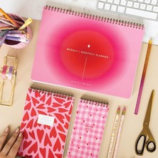 Misda Store A4 Haftalık ve Günlük 3’lü Masaüstü Süresiz Planlayıcı Set – Aura/kalp