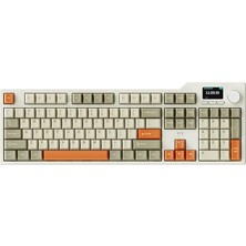 Misda Store Ajazz AK35I V3 Kablosuz Mekanik Oyuncu Klavyesi-Gasket Gövde Yapısı Dinamik Rgb-Tft Ekranlı Bej/avakado Switch