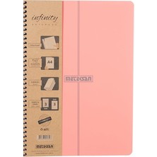 Misda Store Infinity Pastel Serisi, A4, 6 Konulu (3 Kareli, 3 Çizgili) 180 Yaprak Pp Kapaklı Spiralli Defter, Pembe
