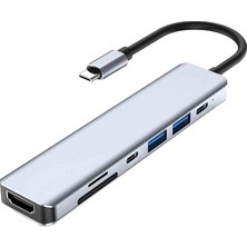 Misda Store CH-13C Macbook Uyumlu Type-C To 2* USB 3.0 Sd Tf 4K Hd 1080P HDMI Pd Kart Okuyucu Çevirici Hub Adaptör