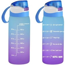 Misda Store 161646-160 Su Şişesi - Motivasyon Su Matarası - Suluk Mavi