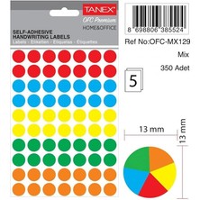 Misda Store Ev-Ofis Nokta Etiket 13 mm 5 Renk 350 Etiket
