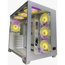Misda Store Lıquıd Beyaz 7X120MM Rgb Fanlı Kumandalı ve Kontrolcülü Atx Oyuncu Bilgisayar Kasası