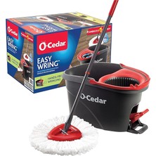 Misda Store Easywring Mikrofiber Spin Mop, Kovalı Zemin Temizleme Sistemi, Kırmızı, Gri