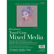 Misda Store Toned Gray Mixed Media, 400'LÜ Serisi, Gri, Geri Dönüştürülmüş Karışık Medya Kağıdı, 300 G/m², Kısa Tarafı Yapıştırılmış Blok, 23 x 31 Cm, Gri, 15 Yaprak