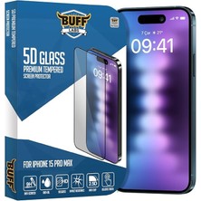 Misda Store Labs Buff iPhone 15 Pro Max ile Uyumlu 5d Glass Ekran Koruyucu, Şeffaf