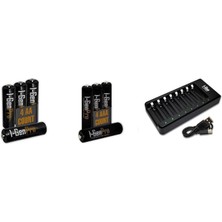 Misda Store G821 8'li Pil Şarj Aleti + 4 Adet Aa Pro 2950 Mah + 4 Adet Aaa Pro 1100 Mah Şarjlı Kalem Pilli Set 1.2V Ni-Mh