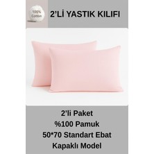 Ronanna %100 Pamuk Yastik Kilifi 50*70 ( 2 Adet) -Pembe