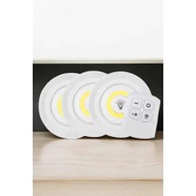 Ronanna Spot Lamba LED Işık 3'lü Uzaktan Kumandalı Pilli Yapışkanlı Kablosuz