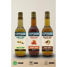 Esperado  ŞEKERSİZ-SUGAR FREE - VANİLYA*KARAMEL*FINDIK AROMALI KAHVE ŞURUBU - 3 LÜ SET- 3  AD.x 750 ml