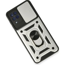 Ronanna Newface Samsung Galaxy A22 Kılıf Pars Lens Yüzüklü Silikon - Gümüş