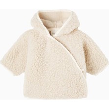 Binibamba Teddy Dokulu Lüks Tasarım, %100 Yün Kapüşonlu Bebek Ceket